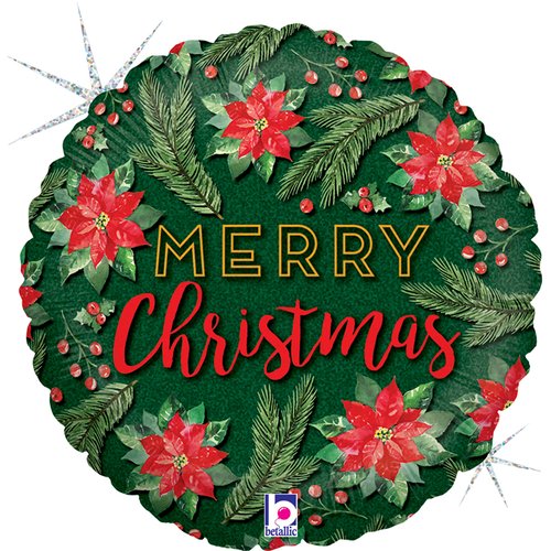 18" Watercolor Christmas Glitter Holographic