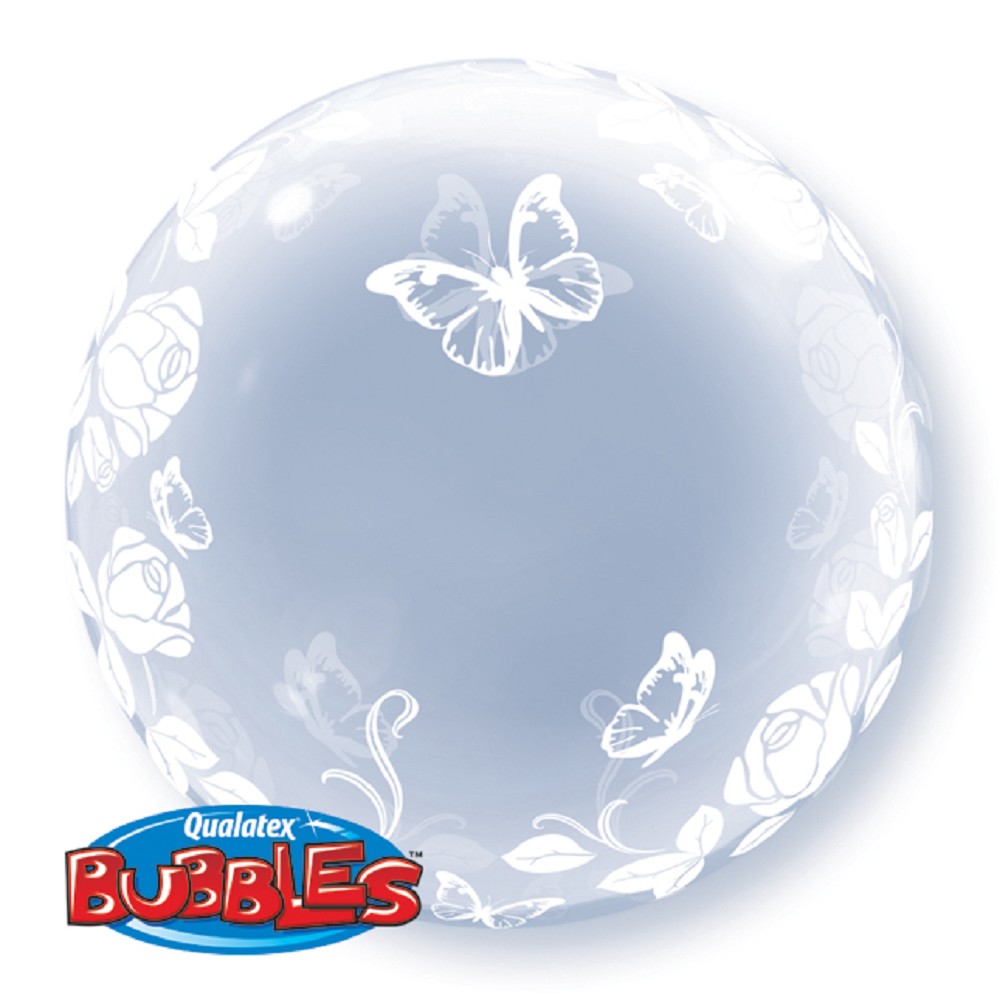 24" Deko Bubble Elegant Roses & Butterflies