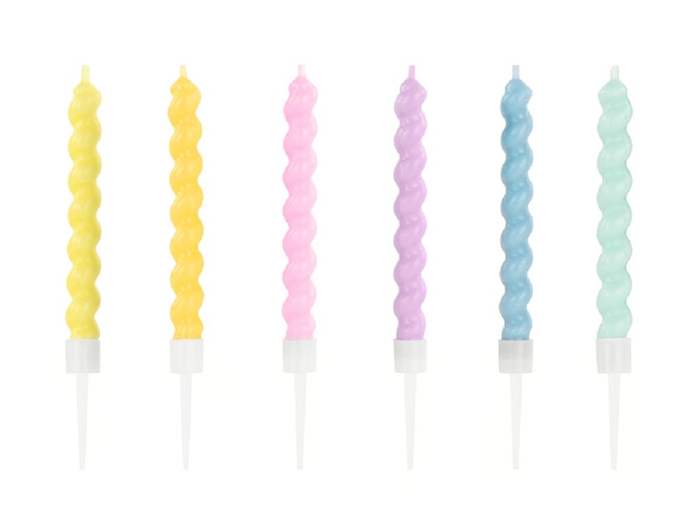 Geburtstagskerzen - gedreht - Mix - 8,5cm - 6 Stk.