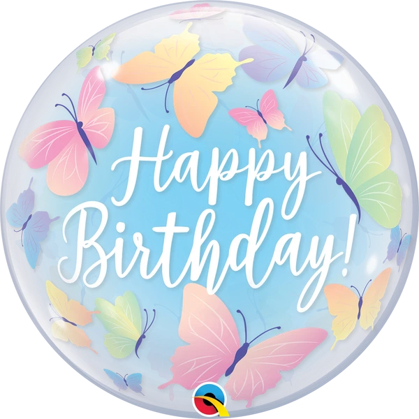 22" Single Bubble Birthday Soft Butterflies