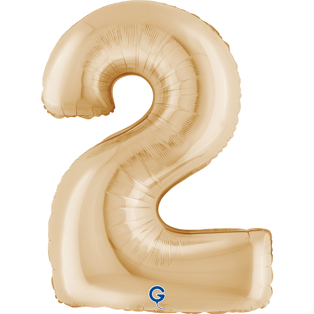 40" Foil Number "2" White Gold