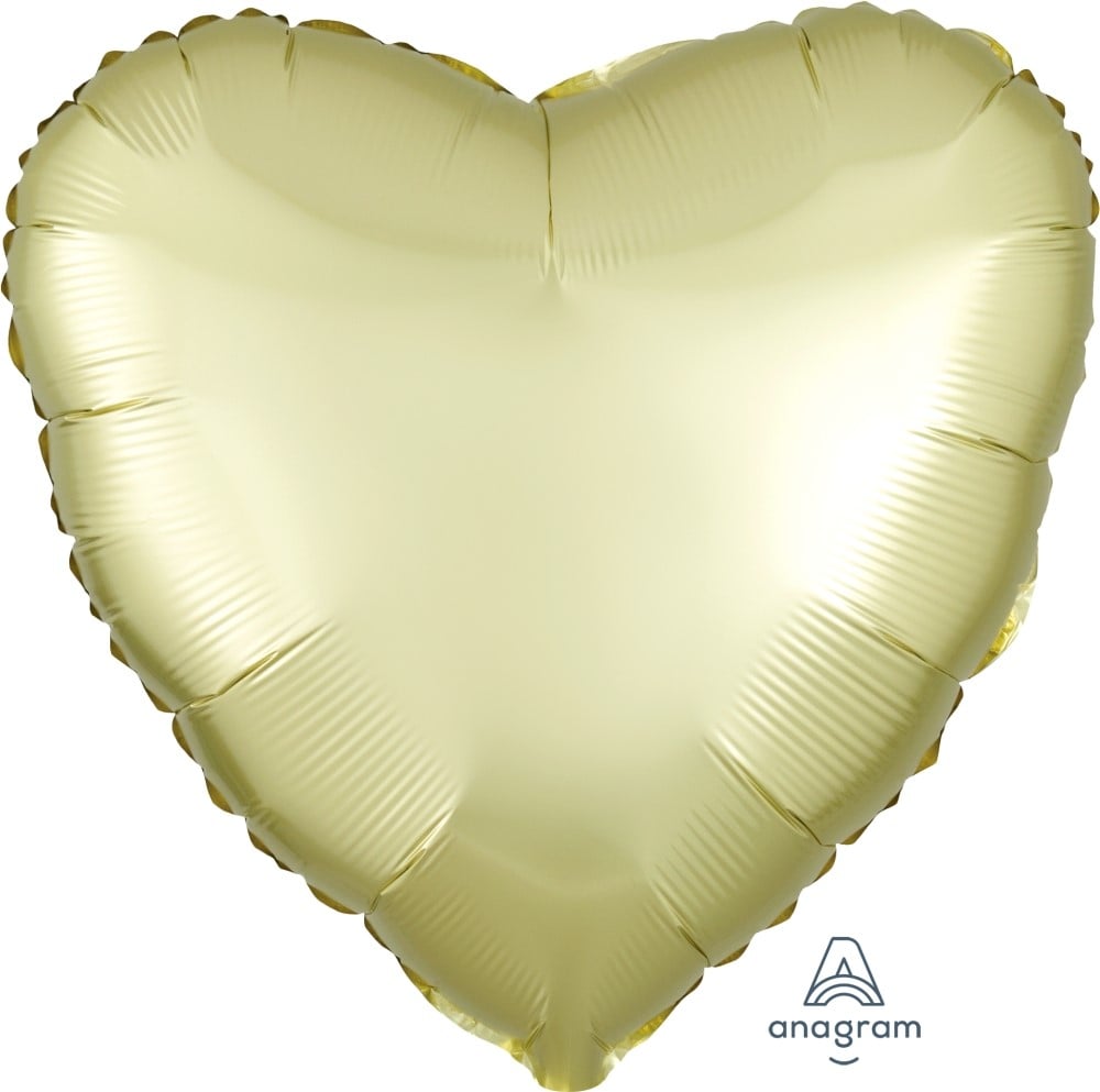 17" Herz Satin Pastel Yellow (lose Ware, unverpackt)