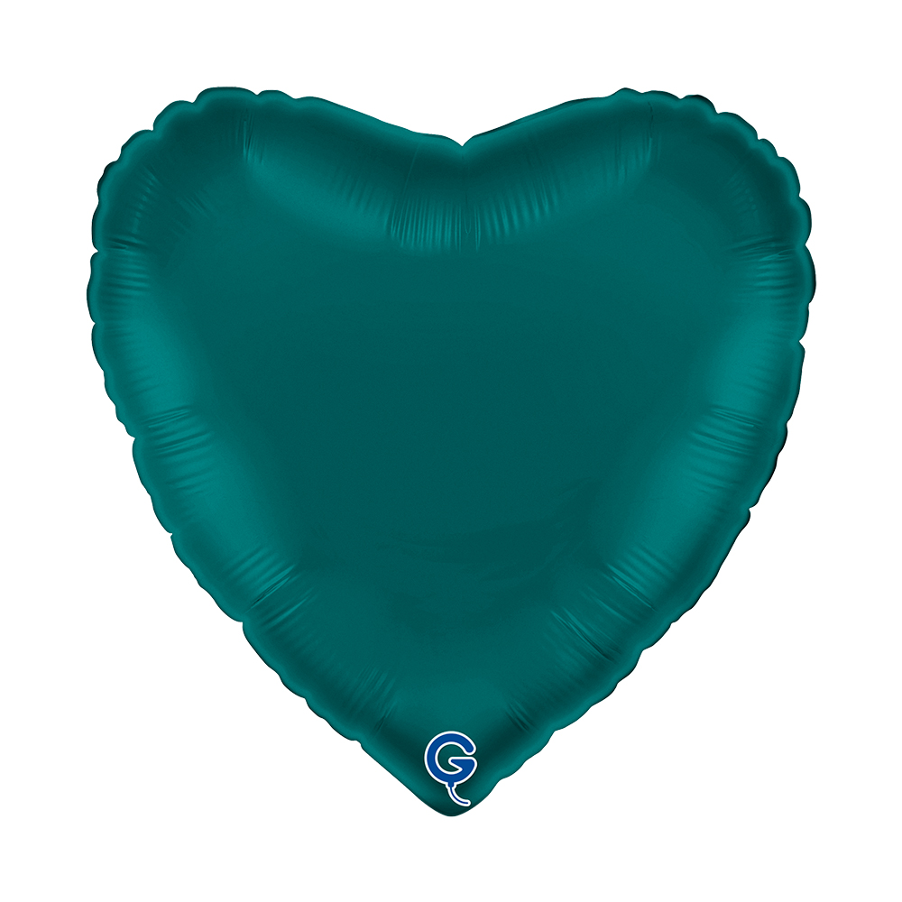 18" Heart Satin Emerald Green (unverpackt)