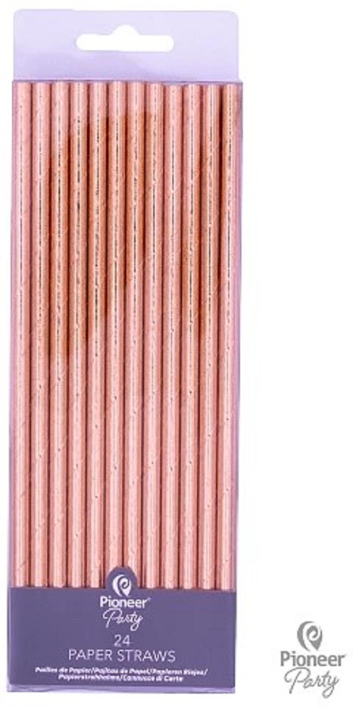 Papierstrohhalme Rose Gold Ombre19cm (24 Stk.)