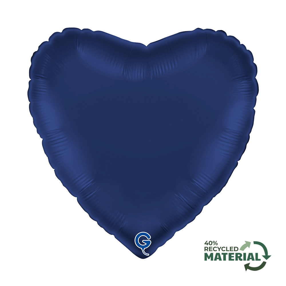 18" Heart Satin Blue Navy (unverpackt)
