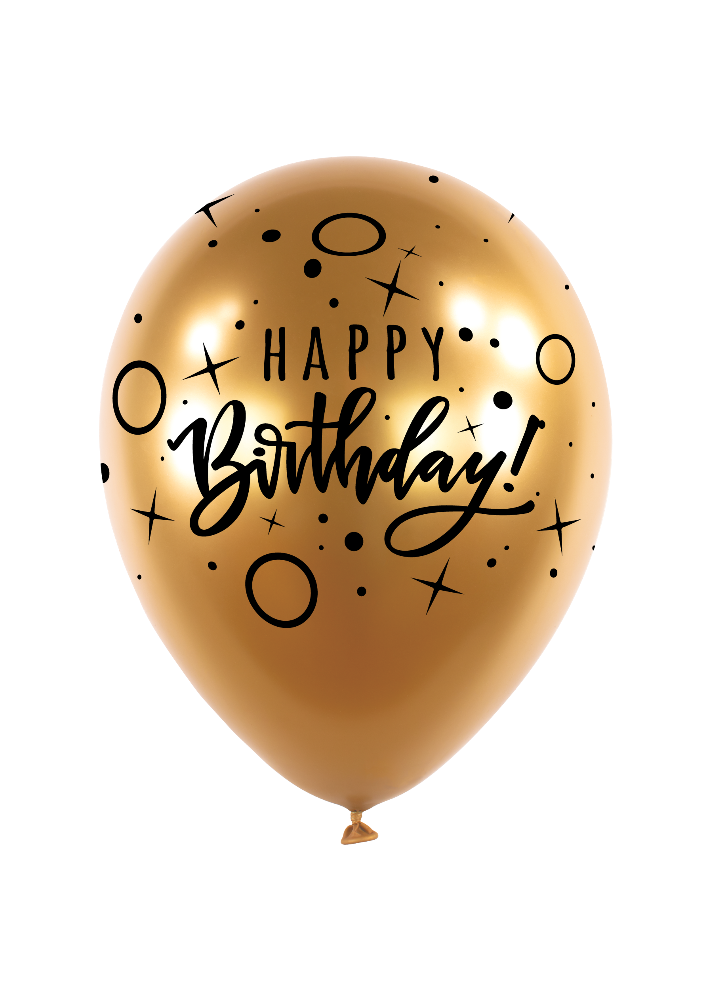 11" Birthday Dots and Sparkles Satin Luxe Gold Sateen (6 Stü