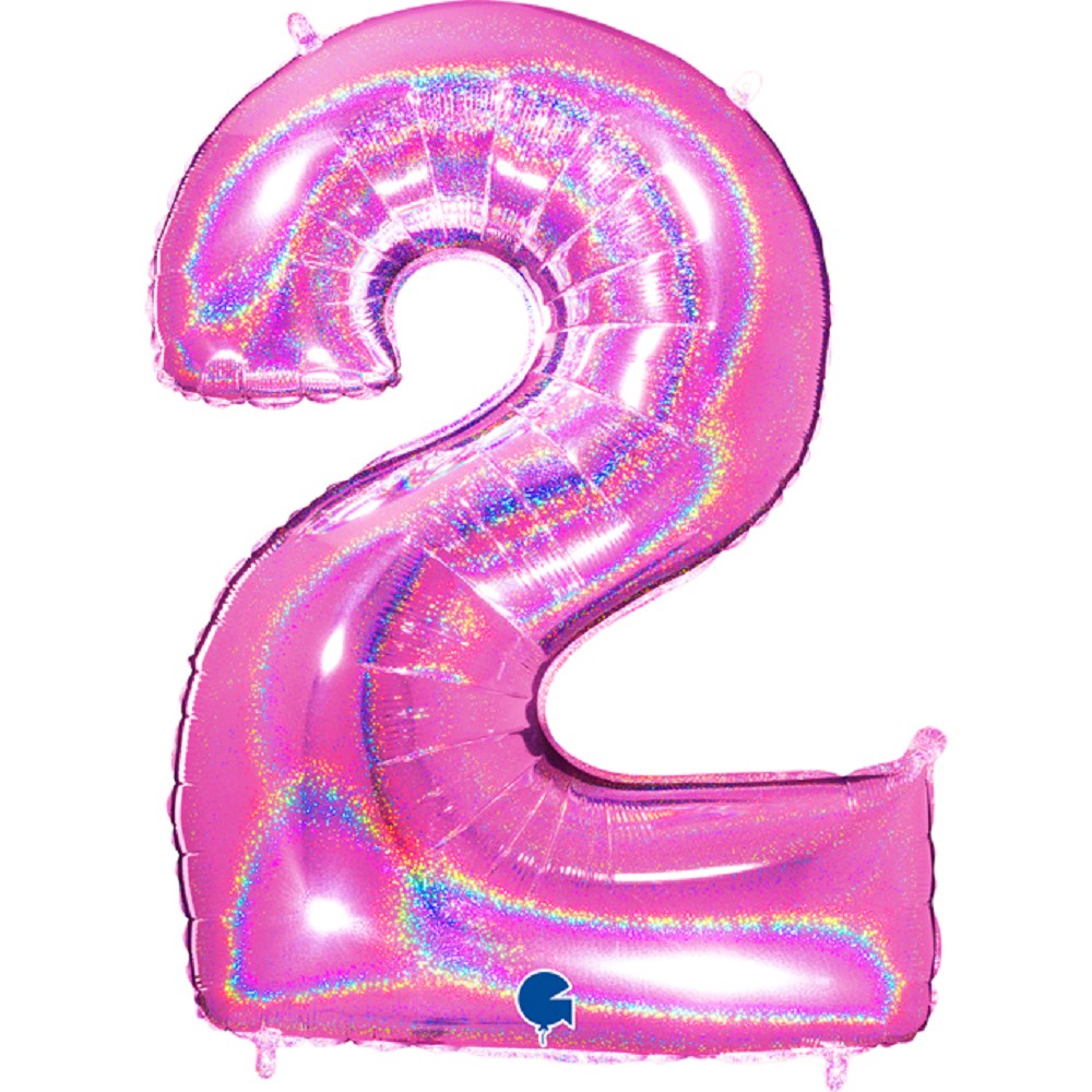 40" Folienzahl "2" Glitter Holographic Fuxia