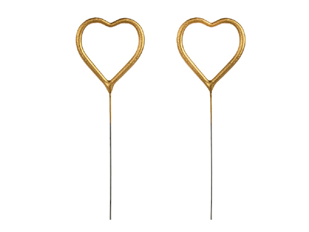 Wunderkerzen - Herzen - gold - 16.5 cm - 2 Stk.