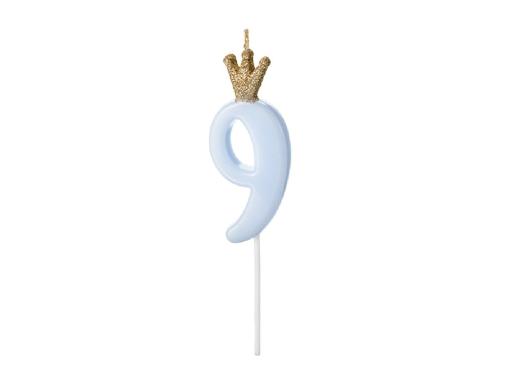 Geburtstagskerze - "9" - hellblau - 9,5cm - 1 Stk.