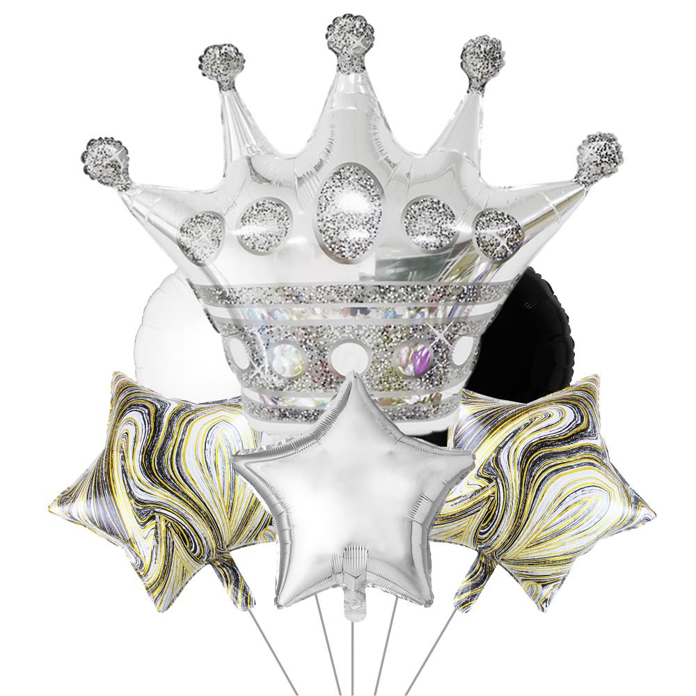 39" Krone Silber Set (inkl. 5x 18" Folienballons)