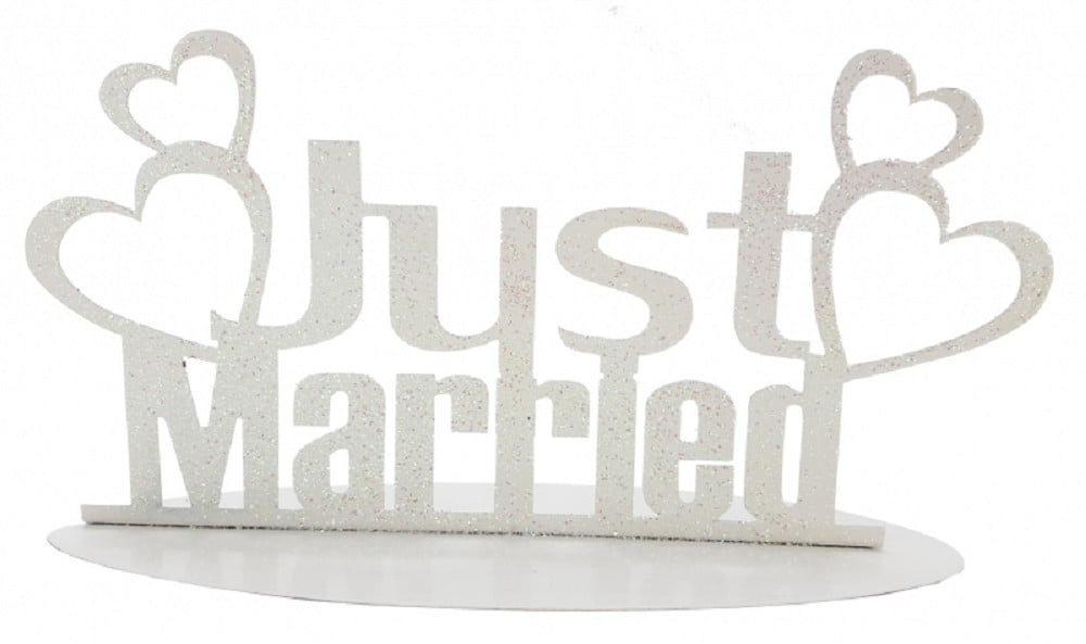 Metall Schriftzug "Just Married" Weiß