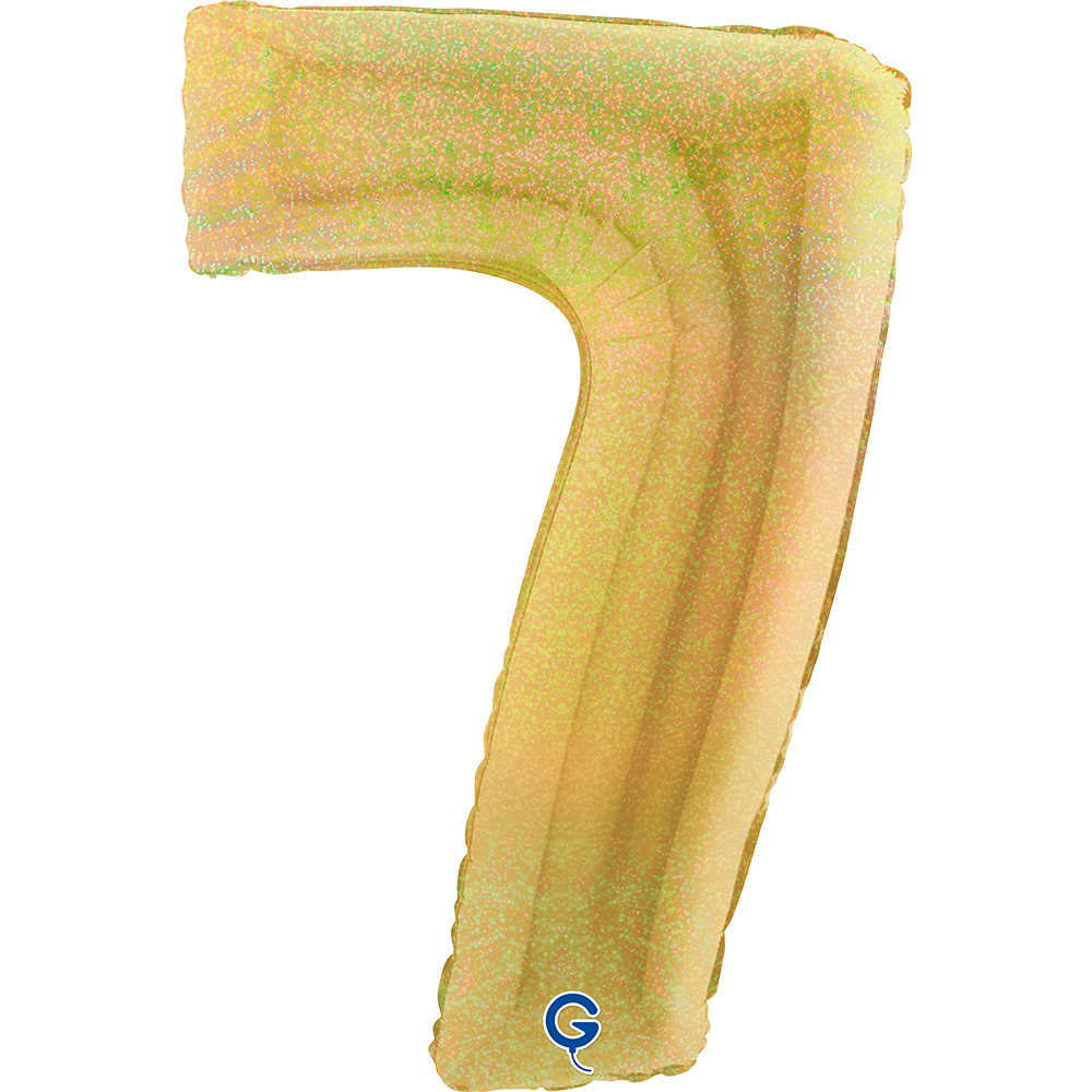 40" Folienzahl "7" Glitter Holographic Gold