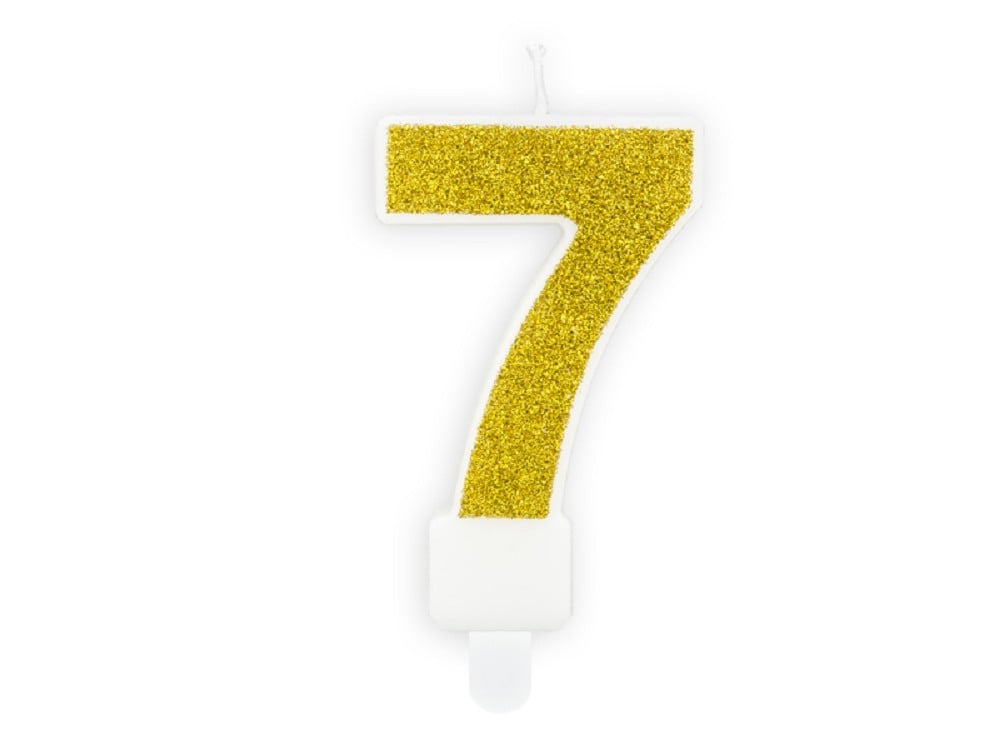 Geburtstagskerze - ''7'' - gold - 7cm - 1 Stk.