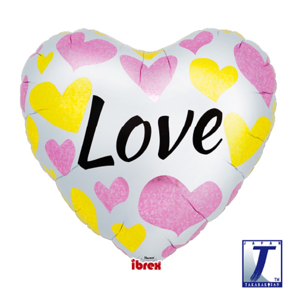 25" White Love Pink & Gold Hearts (Ibrex)