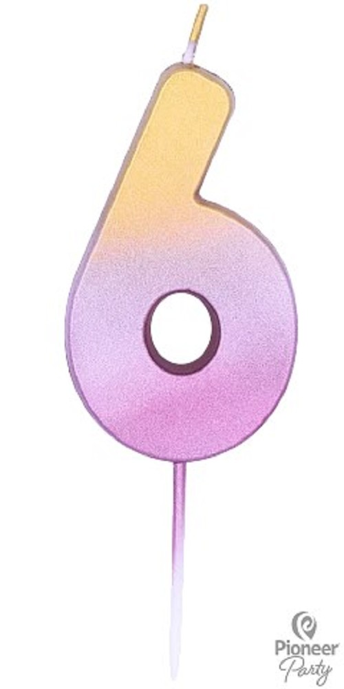 Kerzen Zahl "6" Rose Gold Ombre