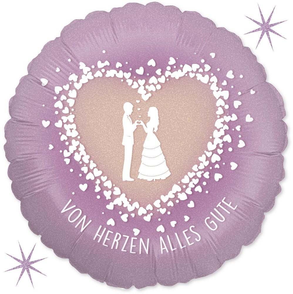 18" Liebespaar - Von Herzen alles Gute - flieder (Glitter-Ho