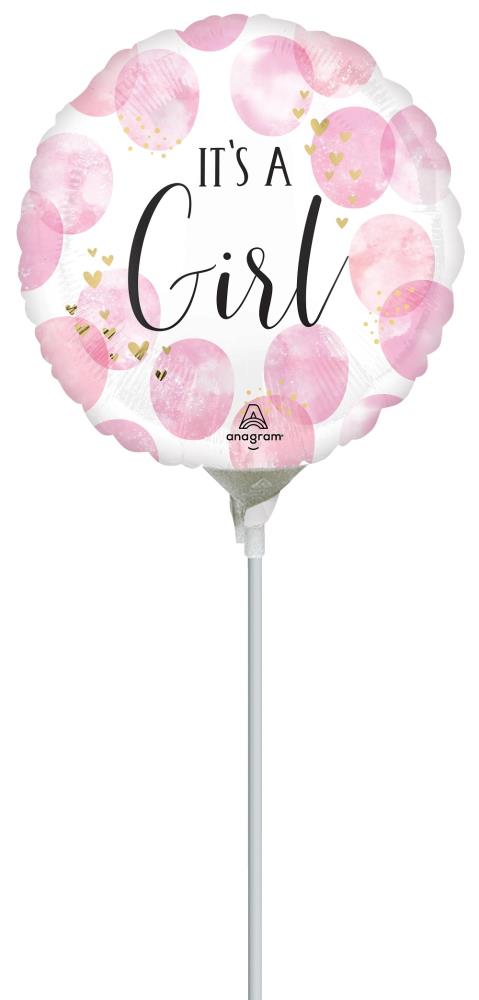 9" Baby Girl Pink Watercolor  (ohne Ventil, zum Selbstversch
