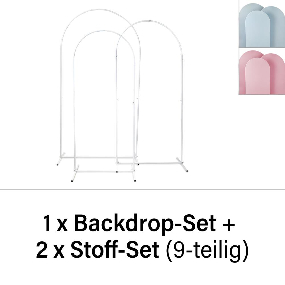Backdrop-Set + Stoff-Set - Hellblau & Rosa (9-teilig)