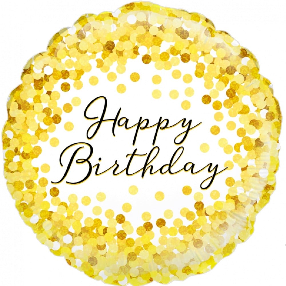 18" Happy Birthday holographic gold