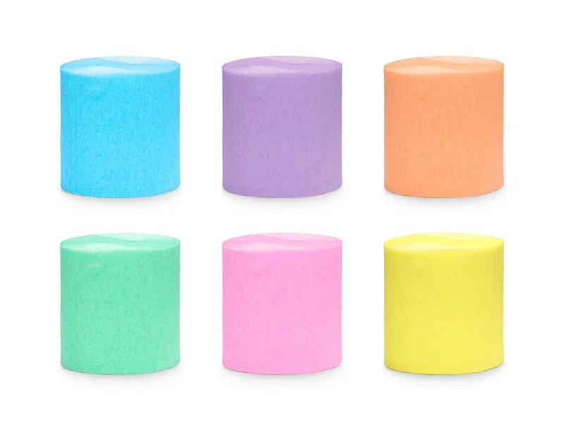 Krepp Papier 5cm/10m -pastel rainbow mix - 6 Ro.