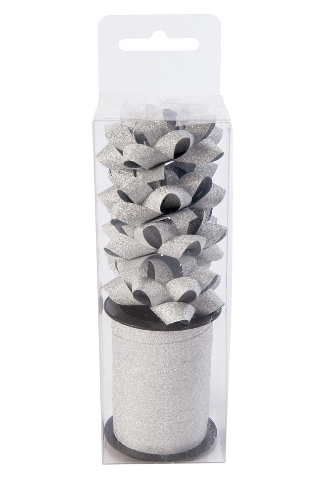 Glitter Polyband silber plus 4 Schleifen