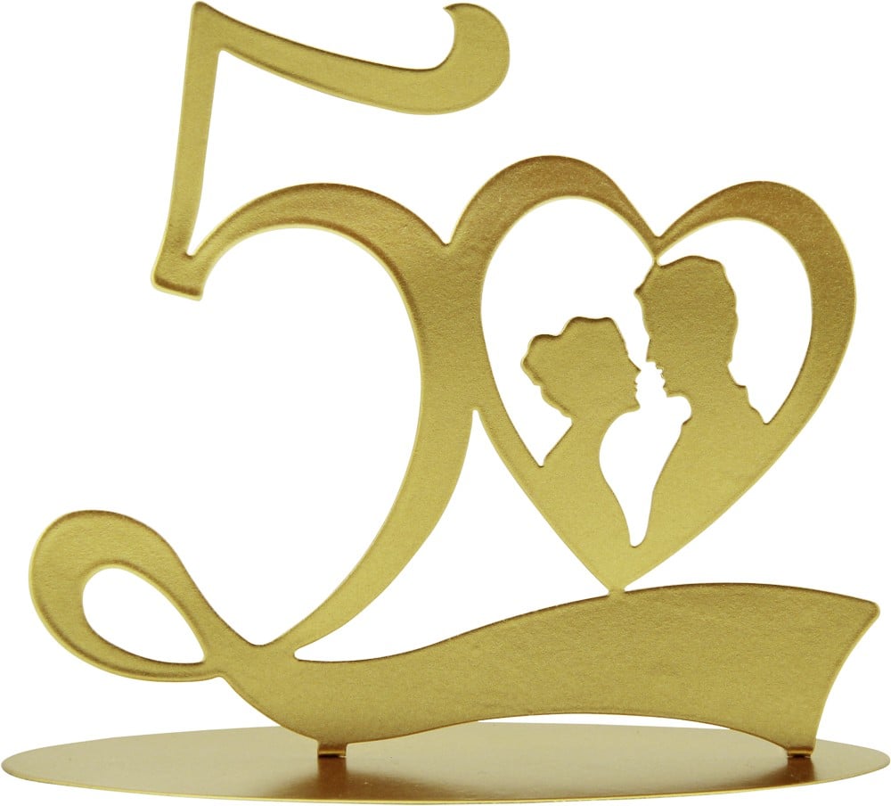 Metall Zahl "50" zur Goldhochzeit geschwungen