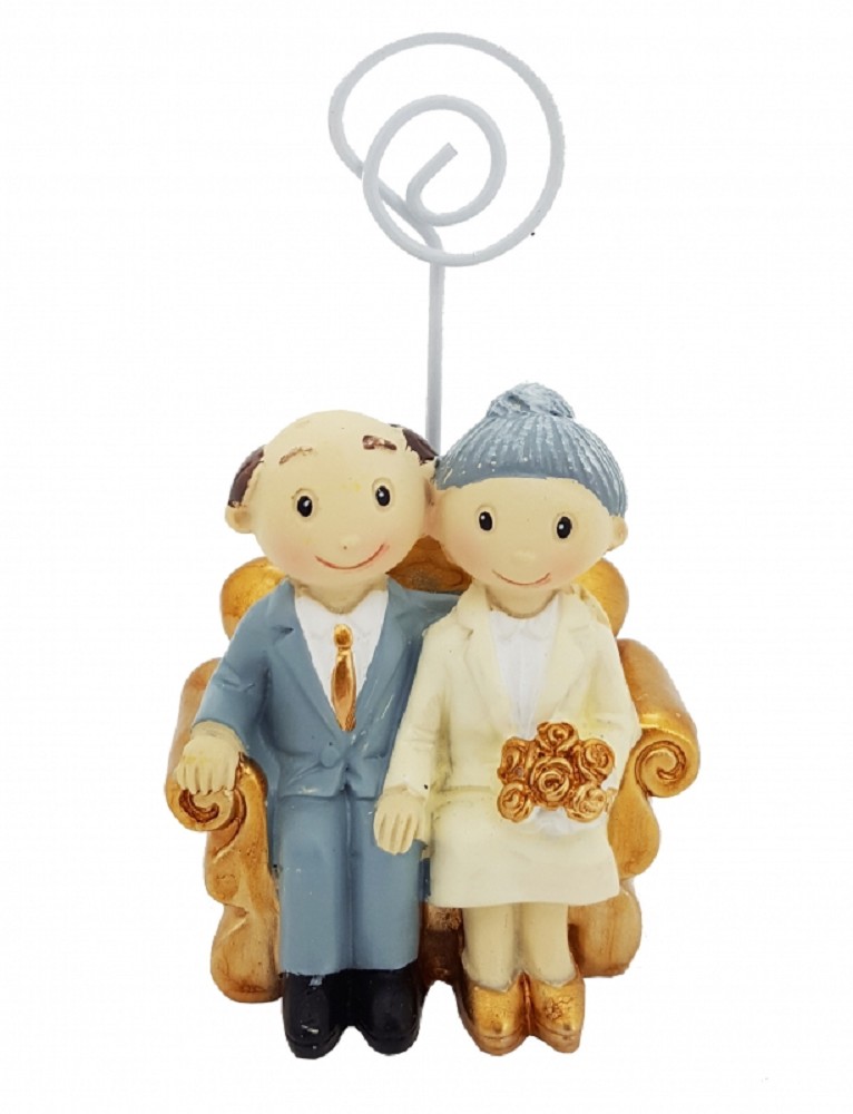 Kartenhalter Goldhochzeit mit Clip (6cm)