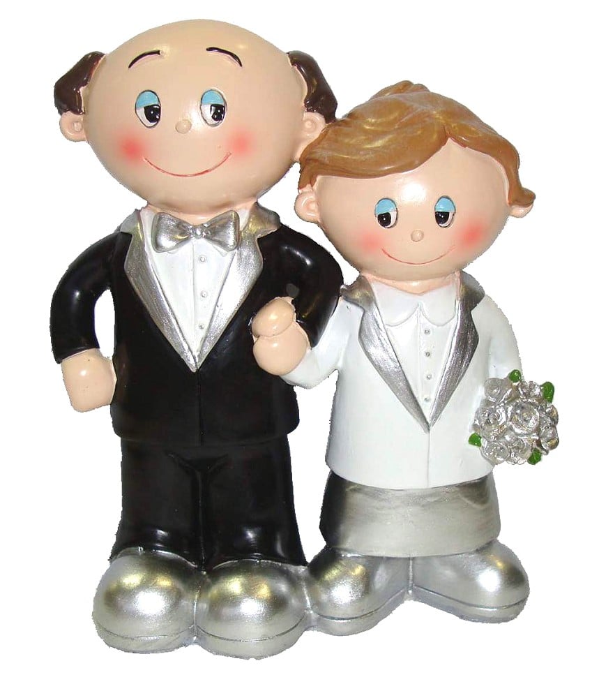 Polyresinfigur Silberhochzeitspaar mit Stauß