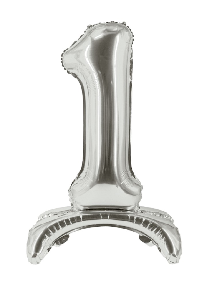 32" Stand Up Balloon "1" Silber