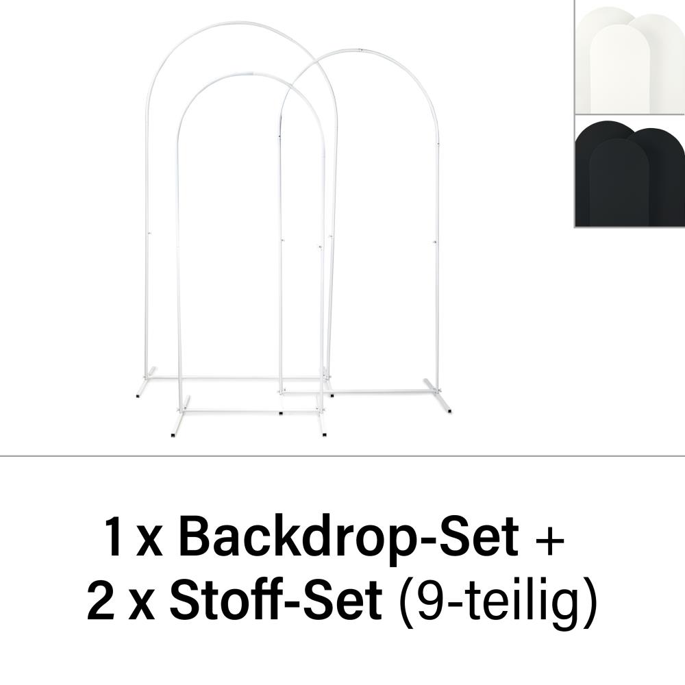 Backdrop-Set + Stoff-Set - Schwarz & Weiß (9-teilig)