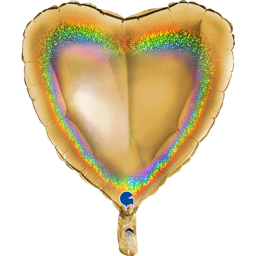 18" Herz Glitter Holographic Gold (unverpackt)