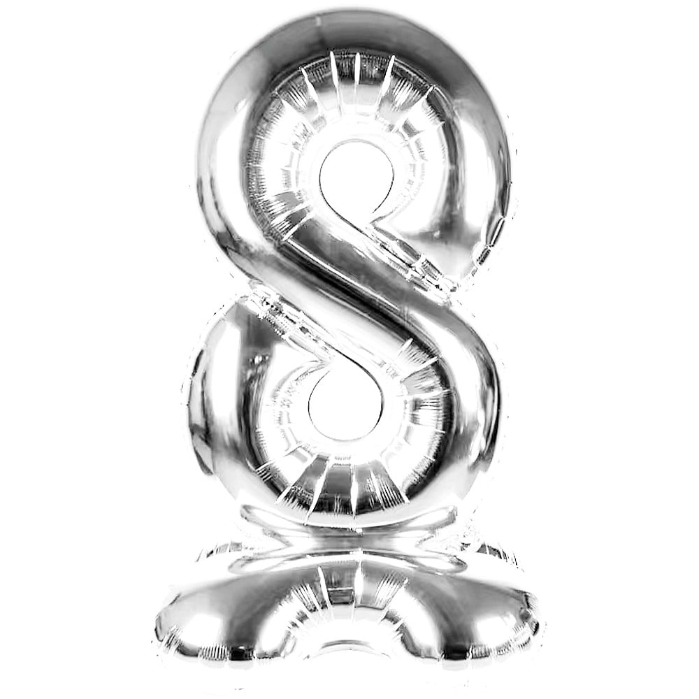 50" Stand Up Balloon Zahl 8 silber