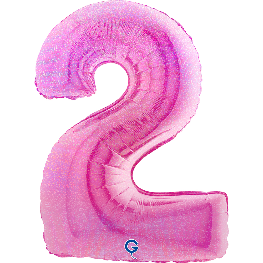 40" Folienzahl "2" Glitter Holographic Fuxia