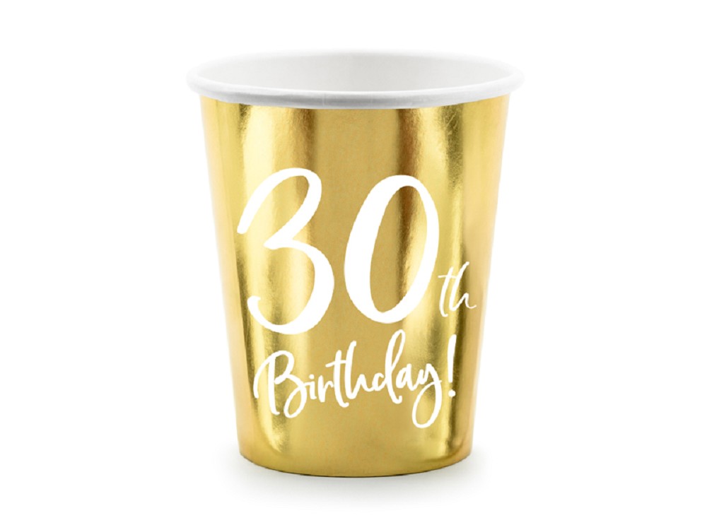 Becher - 30th Birthday - golden - 220ml - 6 Stk.