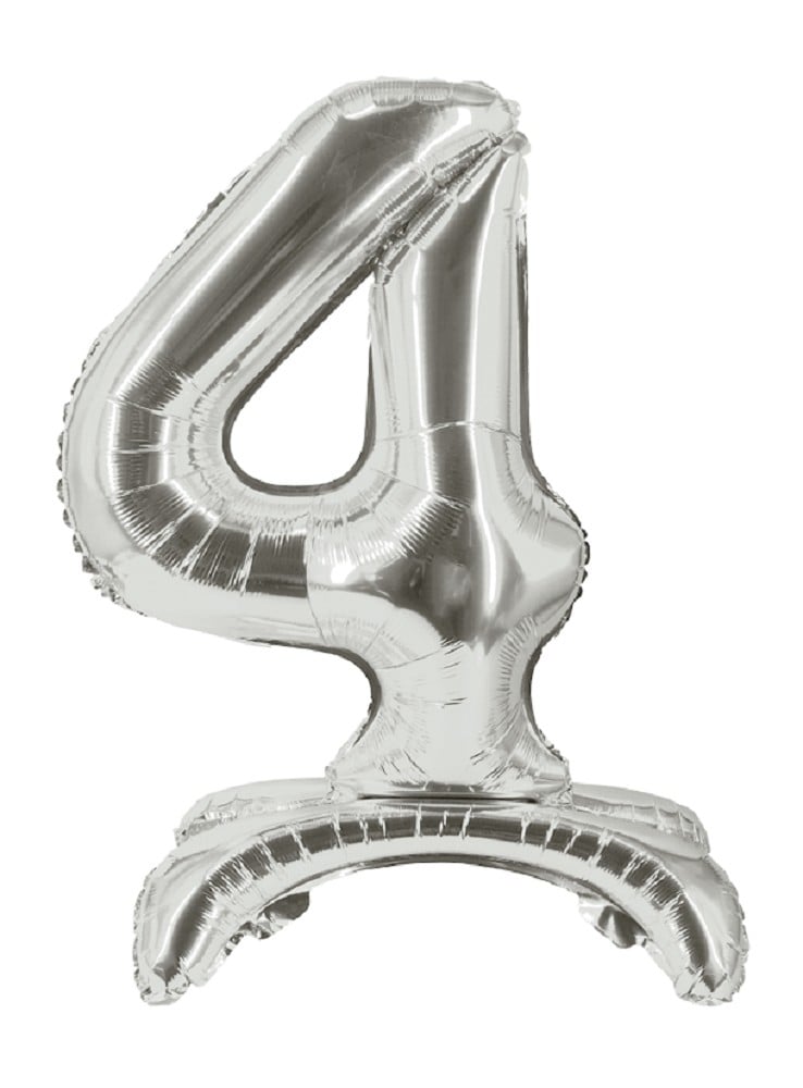 16" Stand Up Balloon "4" Silber