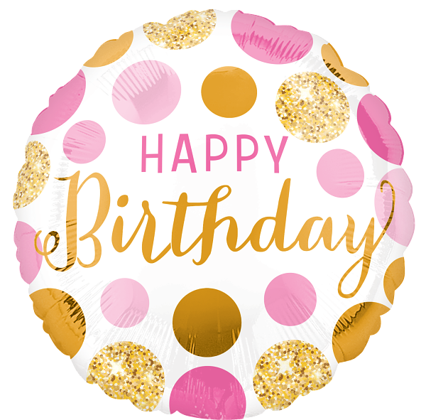 18" Pink and Gold Birthday
