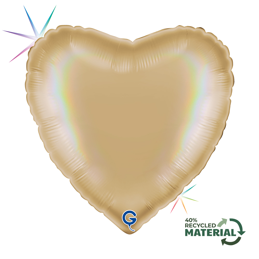 18" Heart Rainbow Holographic Platinum Champagne (unverpackt