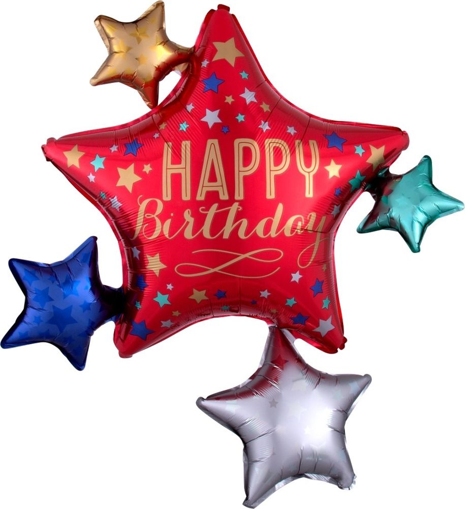 35" Birthday Satin Star Cluster