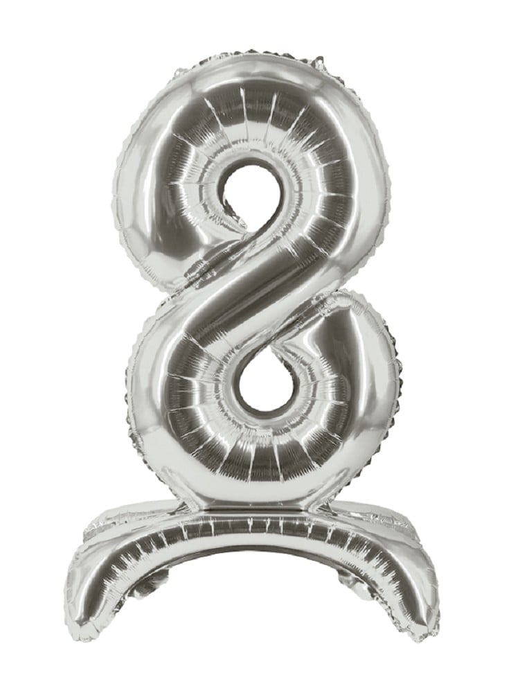 32" Stand Up Balloon "8" Silber