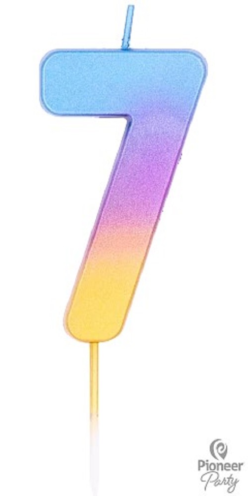Kerzen Zahl "7"  Rainbow Ombre