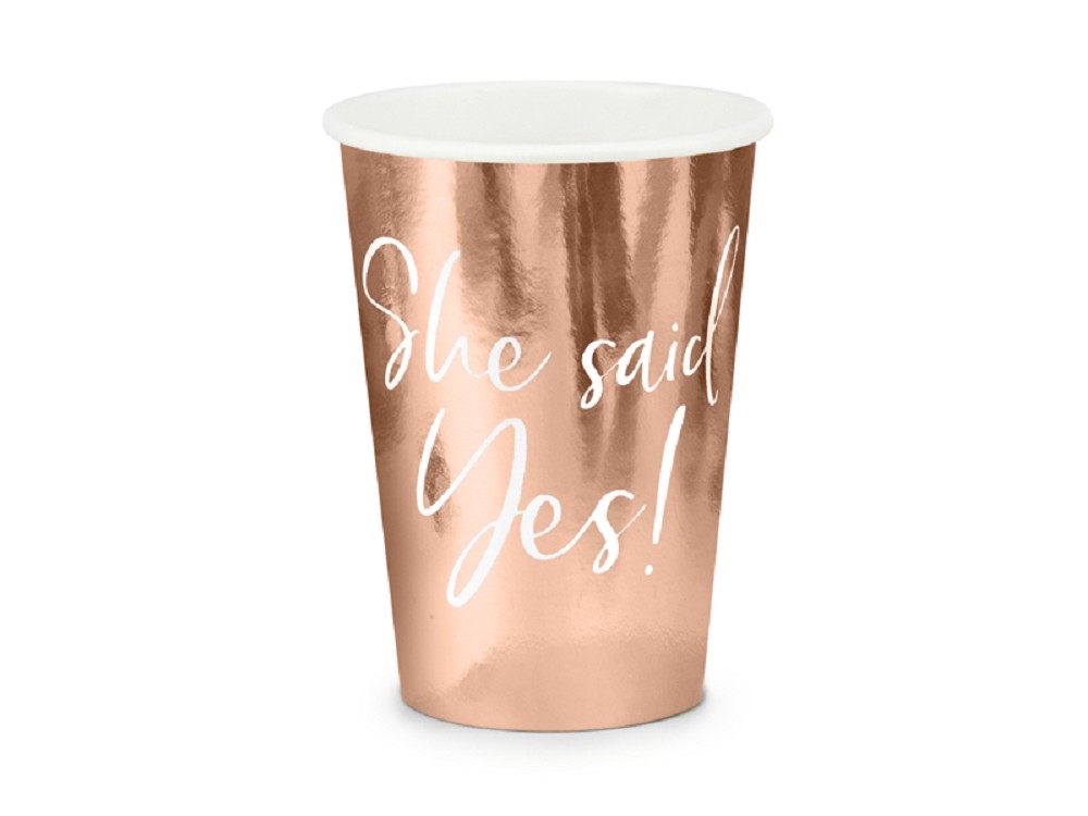 Becher - She said yes! - roségold - 220ml - 6 Stk.