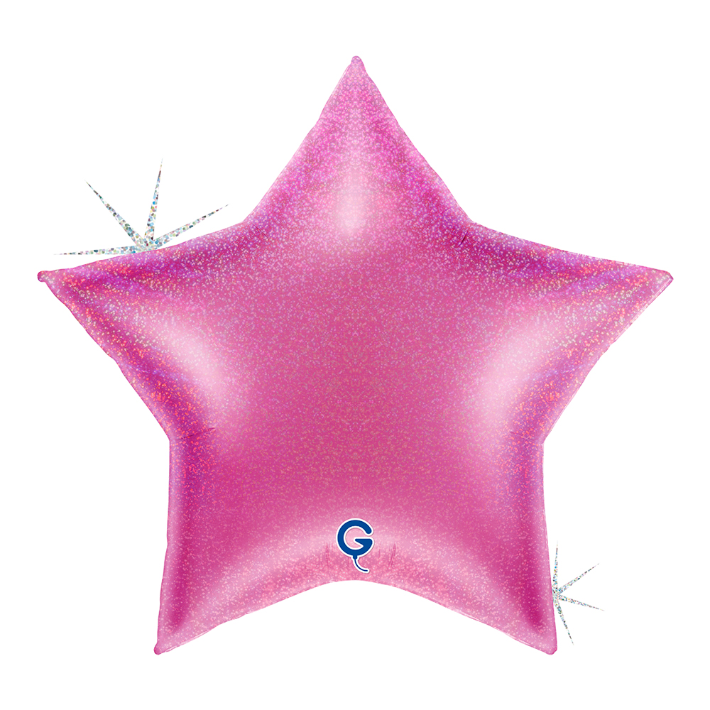 36" Stern Glitter Holographic Fuxia (unverpackt)