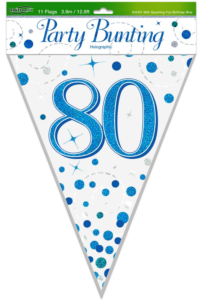 Wimpelkette H.B. "80" White & Blue Holographic