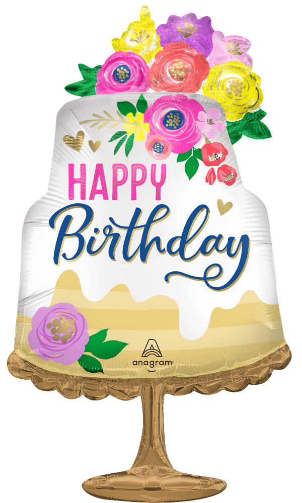 32" Satin Artful Floral Birthday