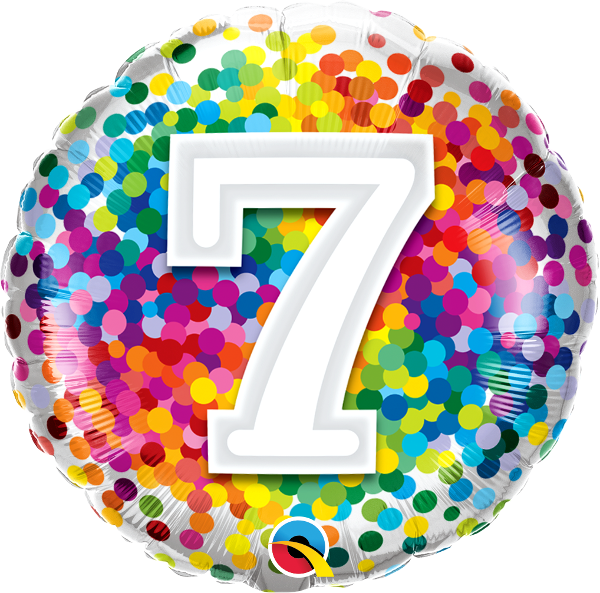 18" Zahl "7" Rainbow Confetti