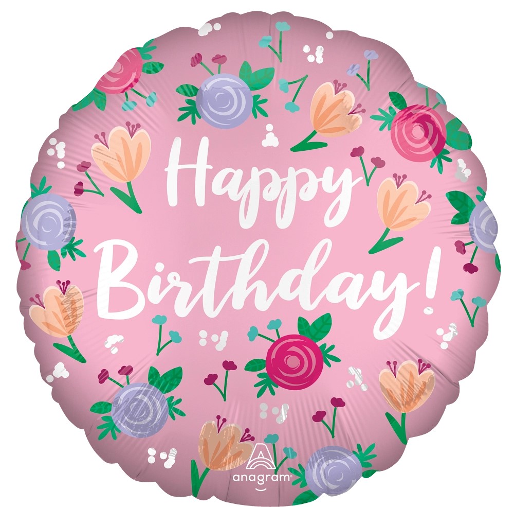 18" Satin Happy Birthday Peony