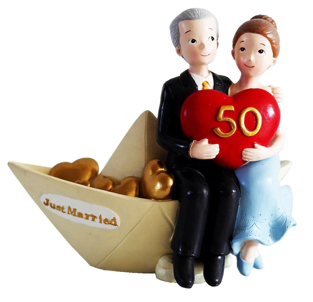 Goldene Hochzeit - Brautpaar auf Boot (Just married)