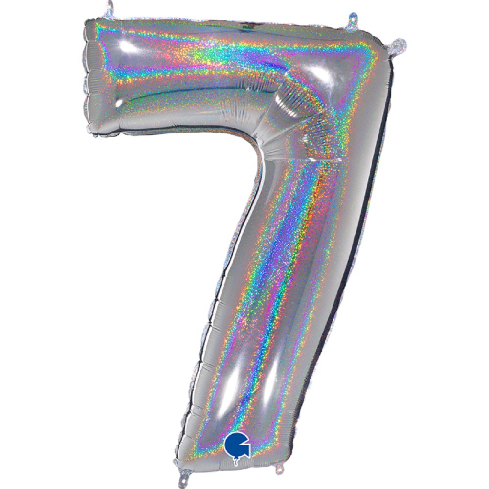 40" Folienzahl "7" Glitter Holographic Silver