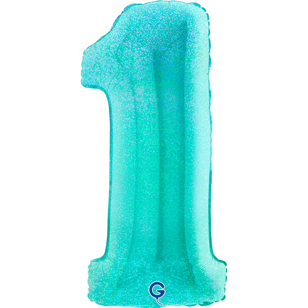 40" Folienzahl "1" Glitter Holographic Tiffany