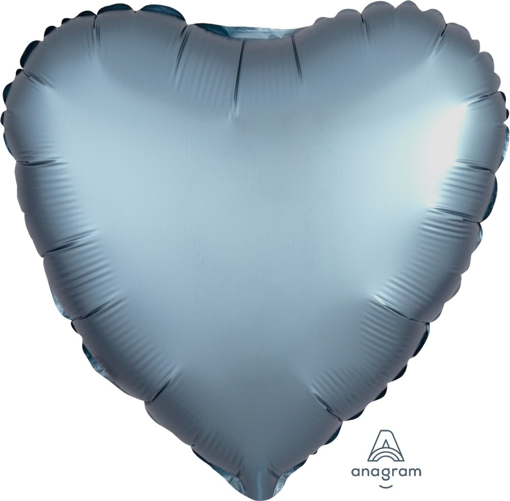17" Herz Satin Luxe Steel Blue (lose Ware, unverpackt)